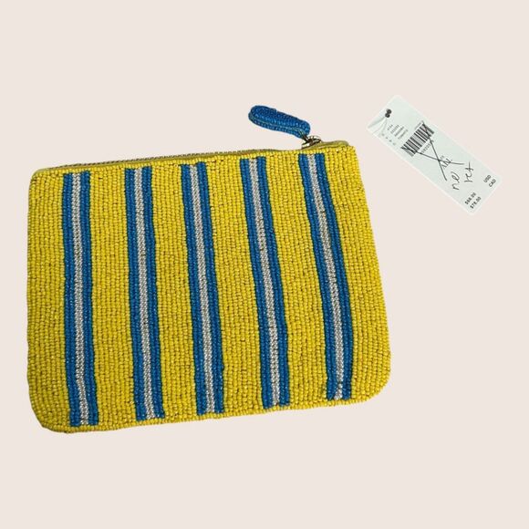 🍅 ANTHROPOLOGIE FIONA MEDIUM BEADED TOMATO STRIPE VEGGIE EDITION POUCH NWT - Picture 2 of 4